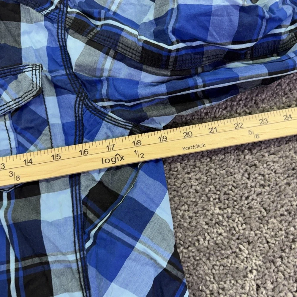 BKE Shirt Boys XL 18-20 Blue Plaid Long Sleeve Snap Button Up Casual Top